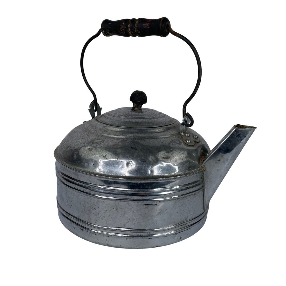 Vintage Revere Large Tea Coffee Kettle Pot Wooden Handle